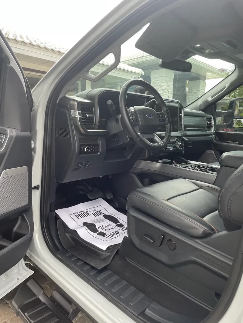Ford F-250 truck black leather interior AFTER professional interior detailing in North Port, FL